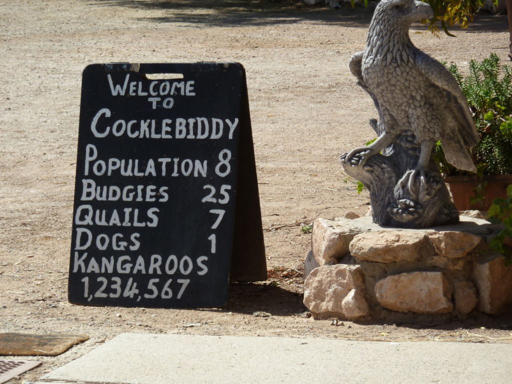 Sign and eagle statue