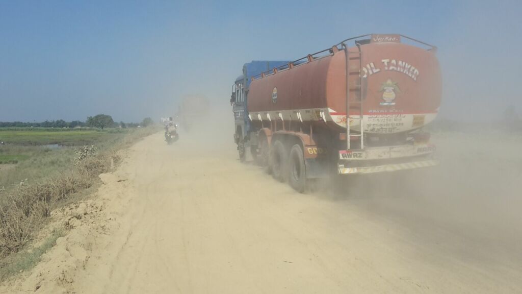 Truck on dusty road
