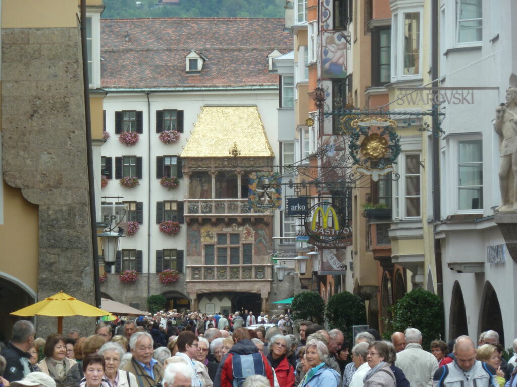 Busy street full of people
