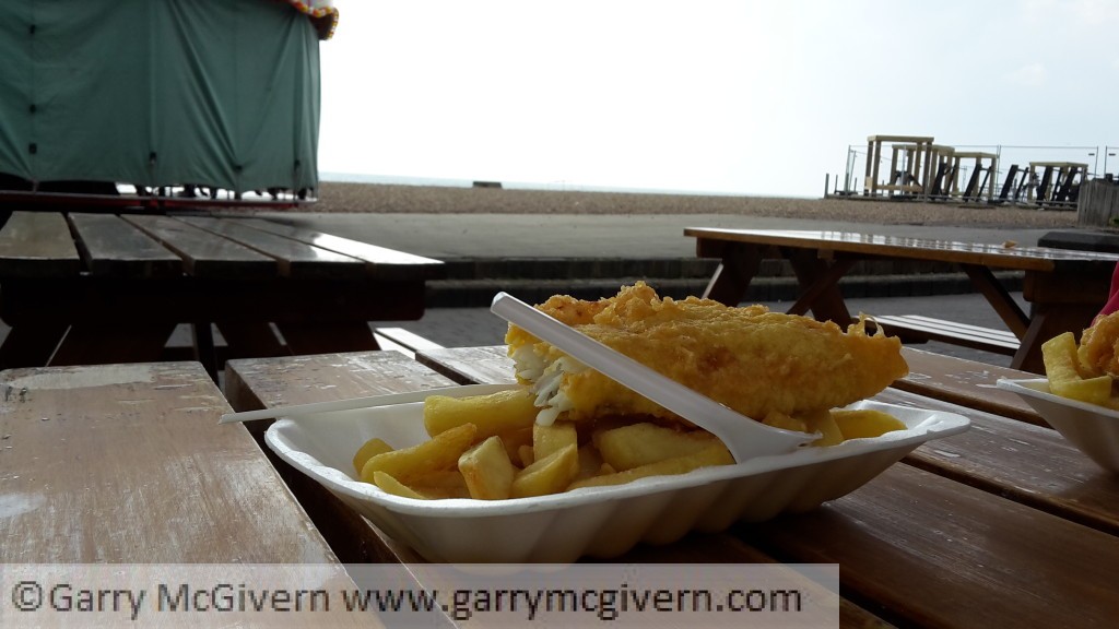 Fish and chips on Brighton beach