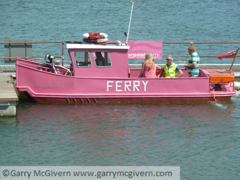 The pink ferry that runs between Warsash and the Hamble